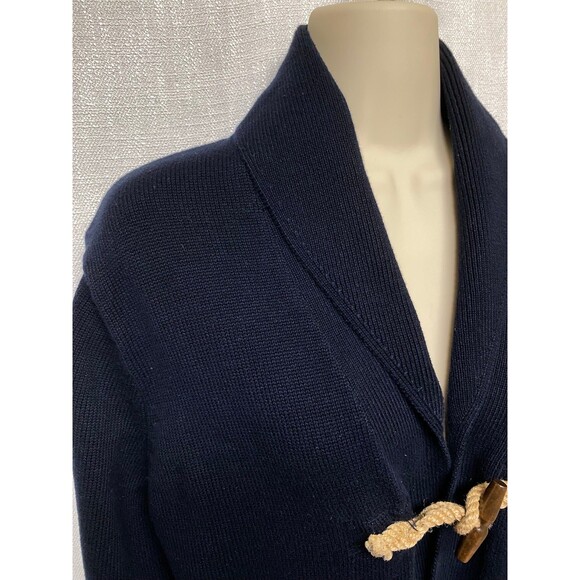 J.Crew Unisex Nautical Navy Wood Toggle Shawl Collar Cardigan Size M Preppy - Picture 7 of 9